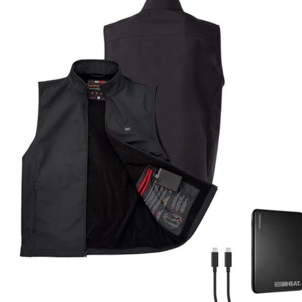 Men's Black Heated Vest with Power Bank (USB Heated) Size L